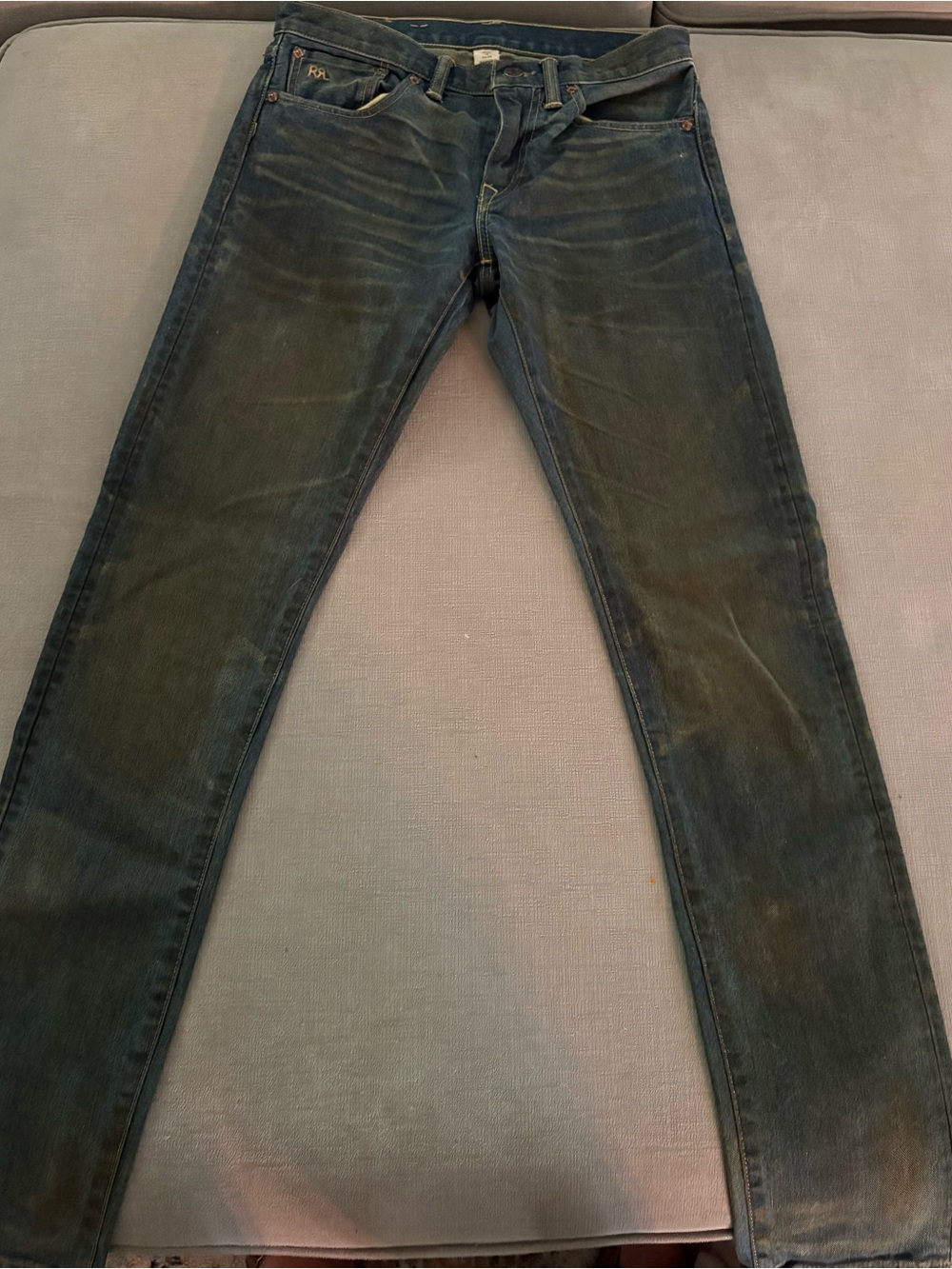 RRL Ralph Lauren Double RL Distressed Indigo Denim Jeans Size 27